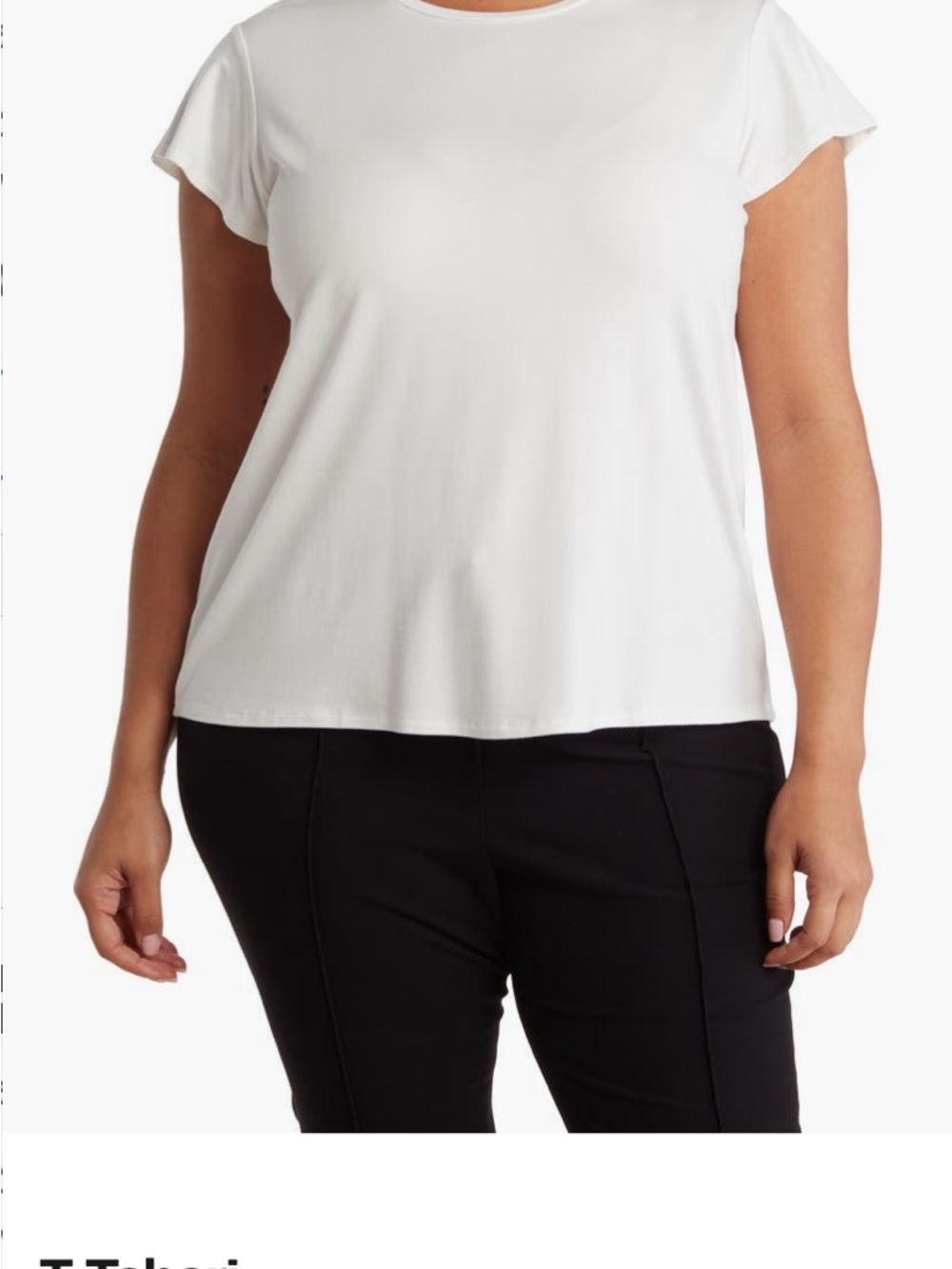 T Tahari White Short-Sleeve Crewneck Top